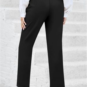 GRAPENT Dress Pants Women High Waisted Work Pants Dressy Casual Straight Leg Elastic Waist Cropped Trousers Ankle Slacks