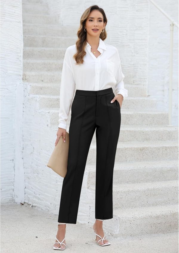 GRAPENT Dress Pants Women High Waisted Work Pants Dressy Casual Straight Leg Elastic Waist Cropped Trousers Ankle Slacks - Image 2