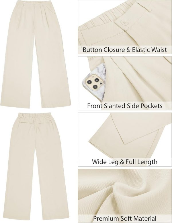 GRAPENT Wide Leg Pants for Women Work Business Casual High Waisted Dressy Pants Flowy Trousers Office - Image 3