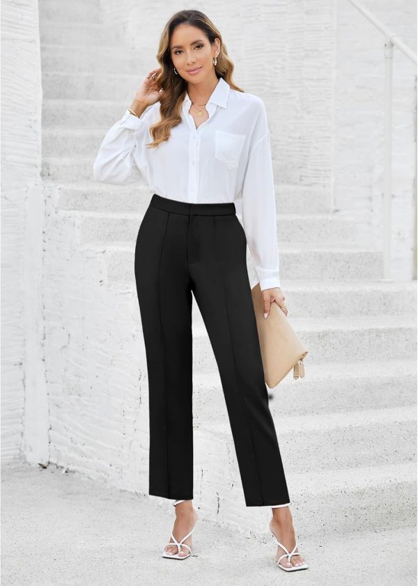GRAPENT Dress Pants Women High Waisted Work Pants Dressy Casual Straight Leg Elastic Waist Cropped Trousers Ankle Slacks - Image 3