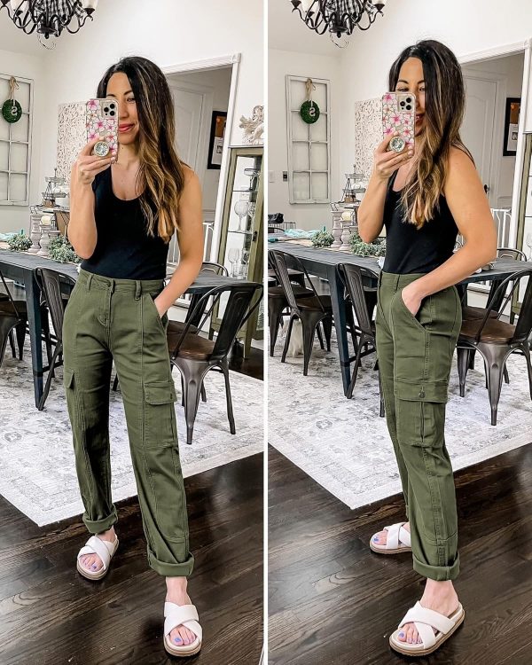GRAPENT Womens Cargo Pants Casual High Waisted Baggy Stretch Straight Leg Trousers Western Outfit Y2K Pants with Pockets - Image 4