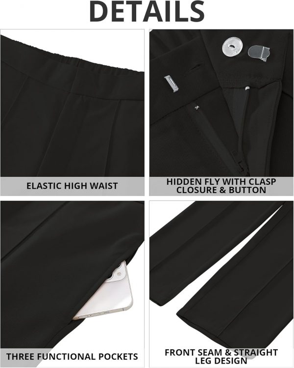 GRAPENT Dress Pants Women High Waisted Work Pants Dressy Casual Straight Leg Elastic Waist Cropped Trousers Ankle Slacks - Image 5
