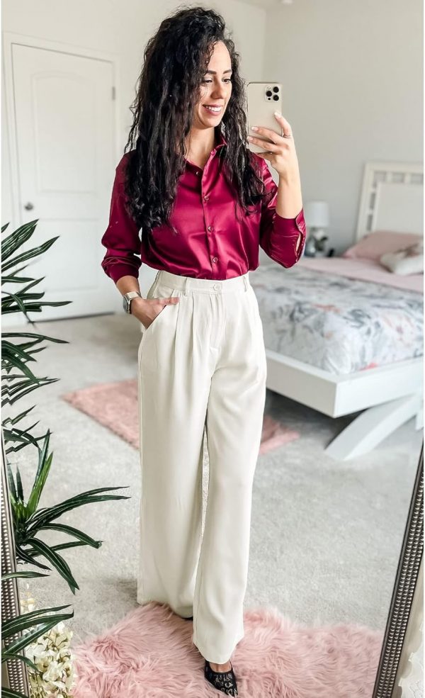 GRAPENT Wide Leg Pants for Women Work Business Casual High Waisted Dressy Pants Flowy Trousers Office - Image 5