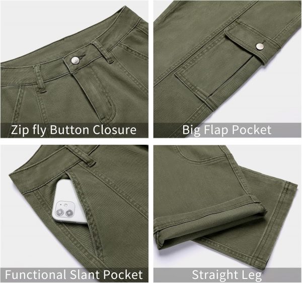 GRAPENT Womens Cargo Pants Casual High Waisted Baggy Stretch Straight Leg Trousers Western Outfit Y2K Pants with Pockets - Image 5