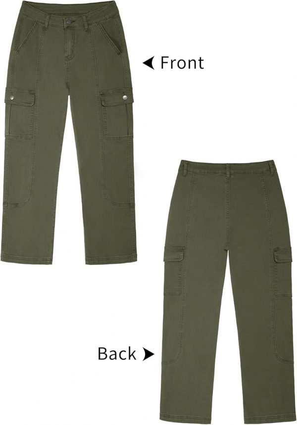 GRAPENT Womens Cargo Pants Casual High Waisted Baggy Stretch Straight Leg Trousers Western Outfit Y2K Pants with Pockets - Image 6