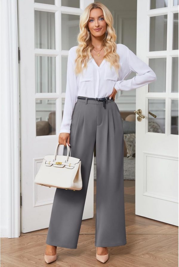 Pants for Women Work Business Casual High Waisted Dressy Pants Flowy Trousers Office - Image 3