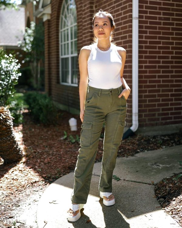 GRAPENT Womens Cargo Pants Casual High Waisted Baggy Stretch Straight Leg Trousers Western Outfit Y2K Pants with Pockets - Image 7