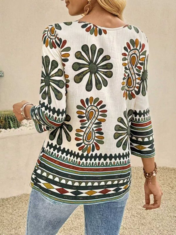 Casual loose shirt, European and American style, fashion cotton-linen versatile top for women. - Image 2