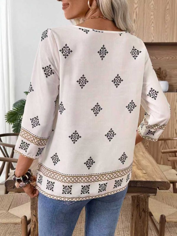Casual loose shirt, European and American style, fashion cotton-linen versatile top for women. - Image 3